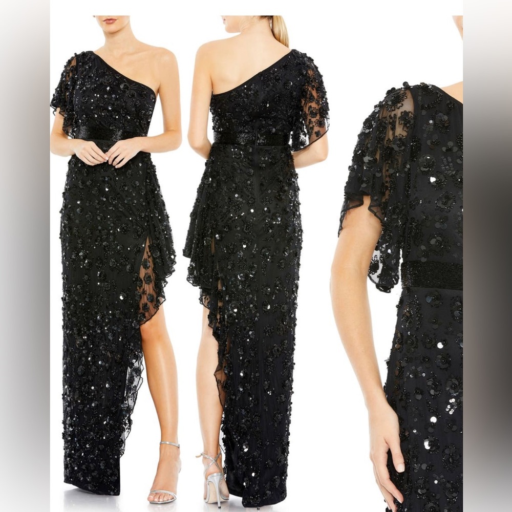 Mac Duggal 93687 One Shoulder Dress for Prom/Wedding- Elegant High Low Dress